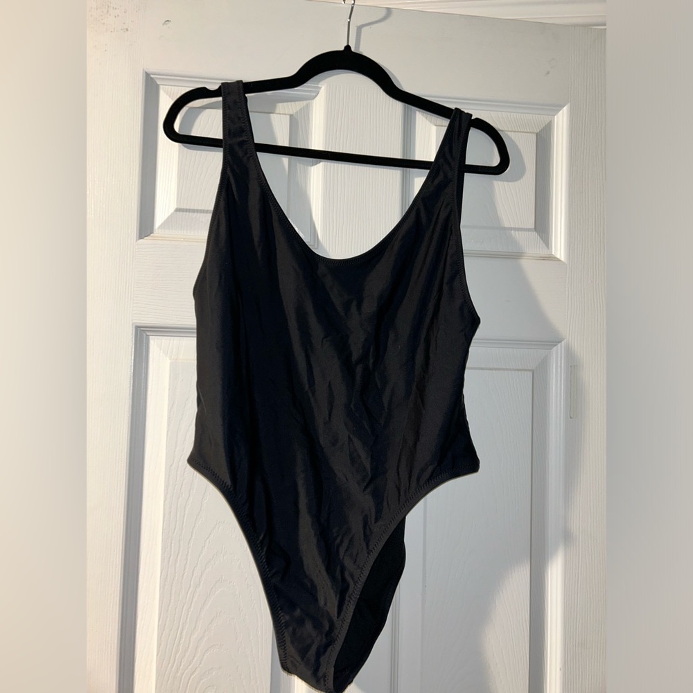 one piece cheeky black bathing suit XL